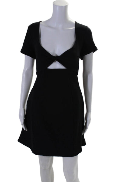 Maeve Anthropologie Women's Square Neck Cutouts A-Line Mini Dress Black Size M