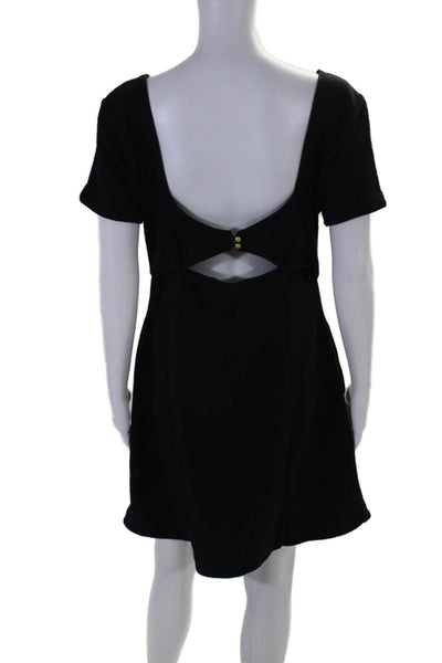 Maeve Anthropologie Women's Square Neck Cutouts A-Line Mini Dress Black Size M