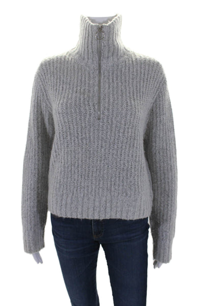 Sincerely Jules Womens Long Sleeve Mock Neck 1/2 Zip Sweater Gray Size Small