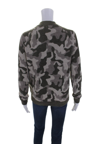 Barefoot Dreams® Womens Long Sleeve Full Zip Camouflage Sweater Gray Size XS