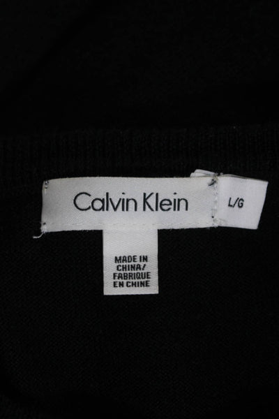 CK Calvin Klein Mens Long Sleeve Crew Neck Tight Knit Sweater Black Size Large