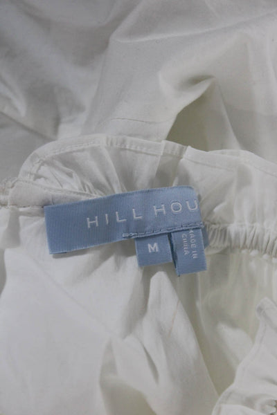 Hill House Womens Short Sleeves Crewe Neck Blouse White Cotton Size Medium