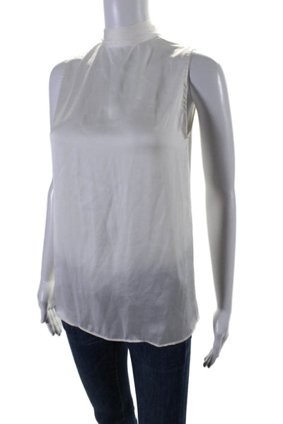 Laws of Motion Womens V Neck Sleeveless  Tie Collar Blouse White Size 0