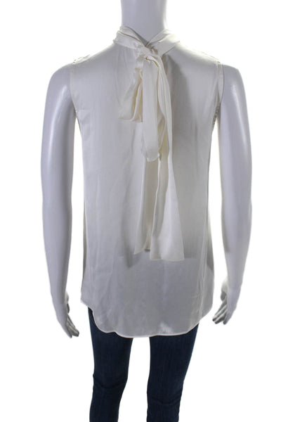 Laws of Motion Womens V Neck Sleeveless  Tie Collar Blouse White Size 0