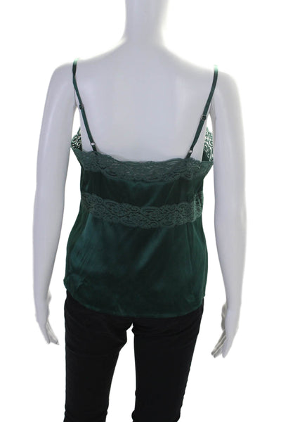 Theory Womens Silk Lace Trim Square Neck Camisole Blouse Green Size M