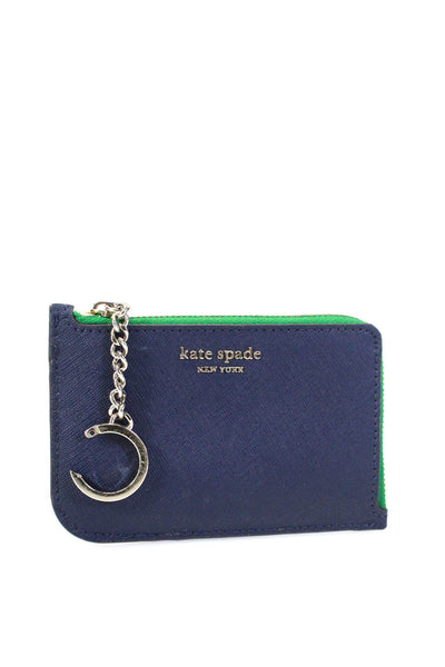 Kate Spade New York Womens Leather Colorblock Slim Cardholder Wallet Blue