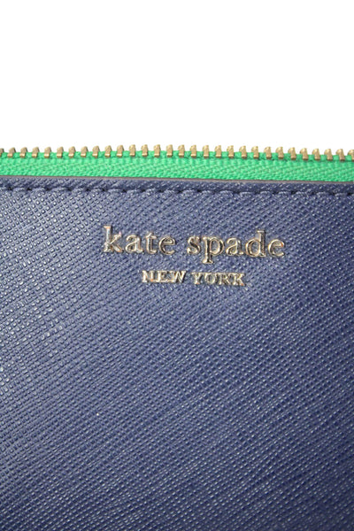 Kate Spade New York Womens Leather Colorblock Slim Cardholder Wallet Blue