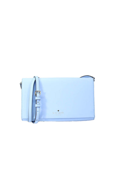 Kate Spade New York Womens Leather Flap Adjustable Crossbody Bag Powder Blue