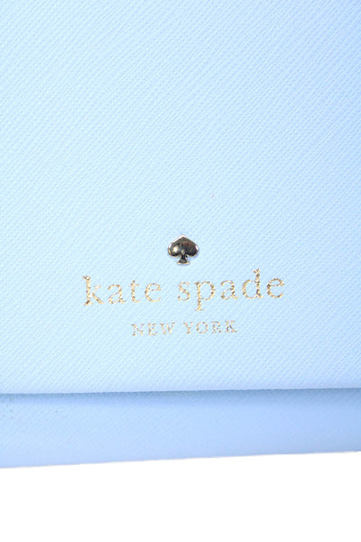 Kate Spade New York Womens Leather Flap Adjustable Crossbody Bag Powder Blue