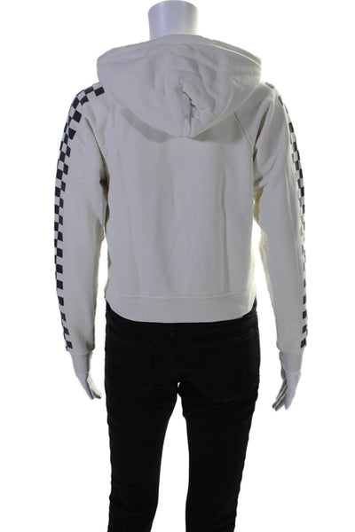 Re/Done Solid & Striped Womens Full Zipper Hoodie White Black Size Extra Small