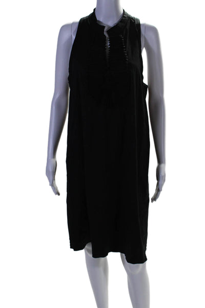 BCBGMAXAZRIA  Women's Round Neck Sleeveless A-Line Mini Dress Black Size L