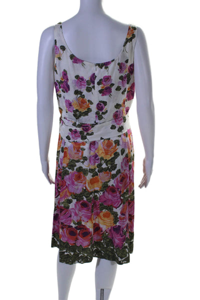 Tara Jarmon Women's Scoop Neck Sleeveless Pleated Floral Mini Dress Size 44
