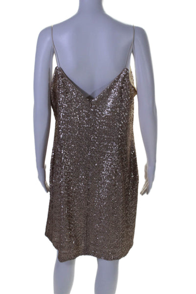 Kay Unger Women's Spaghetti Straps Sequin A-Line Mini Dress Gold Size 18