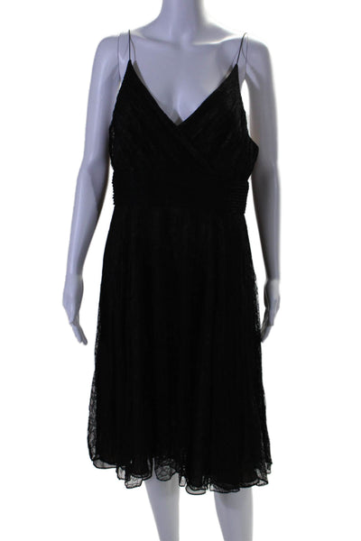 Carmen Marc Valvo Women's V-Neck Spaghetti Straps Lace Mini Dress Black Size 12