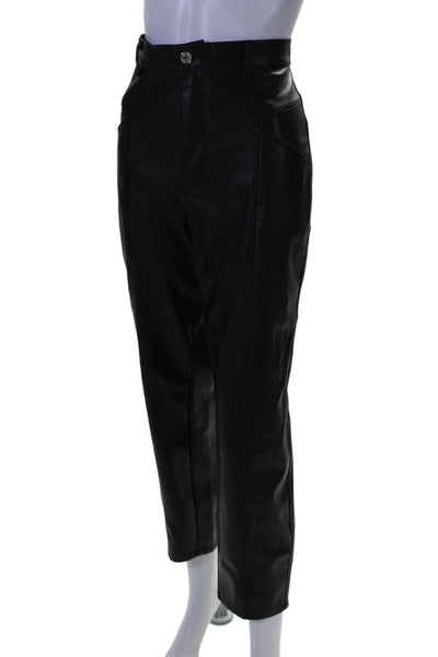 Zara Womens Faux Leather Extreme High Rise Skinny Leg Pants Jet Black Size 8