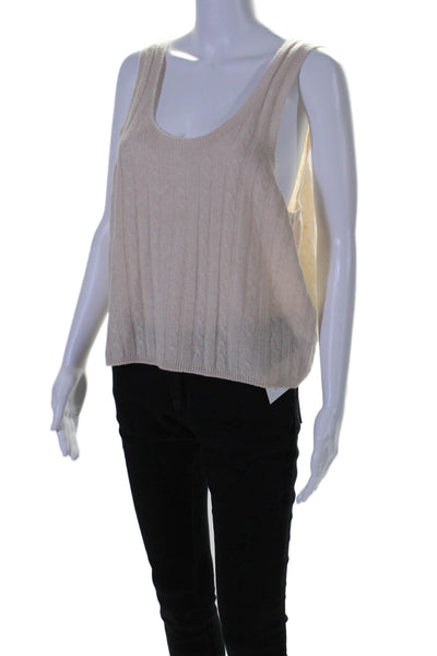 525 Womens Cashmere Cable Knit Sleeveless Pullover Tank Top Beige Size Large