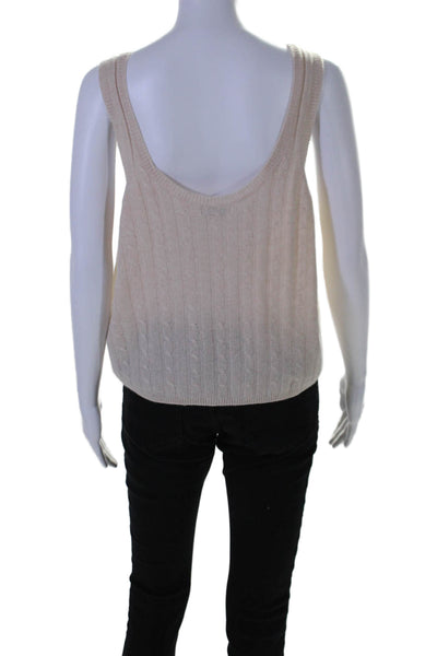 525 Womens Cashmere Cable Knit Sleeveless Pullover Tank Top Beige Size Large