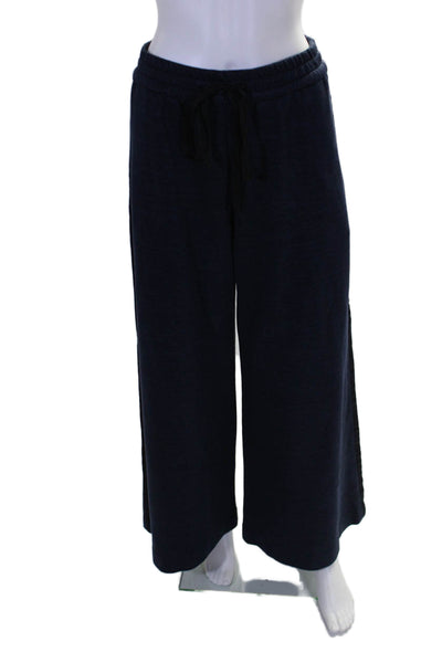 Adam Lippes Womens Linen Short Sleeves Sweat Suit Navy Blue Size Large/Small