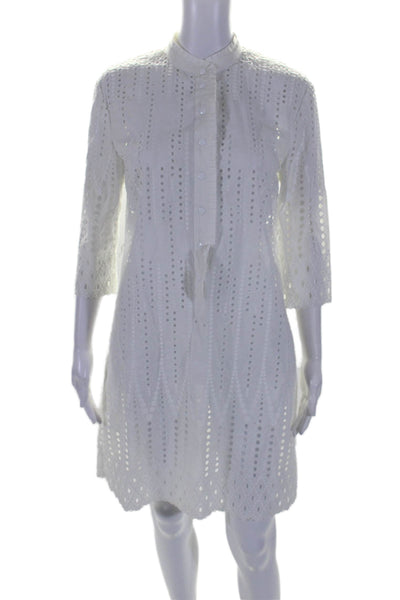 Catherine Catherine Malandrino Womens Button Down Mid Calf Dress White Size 6