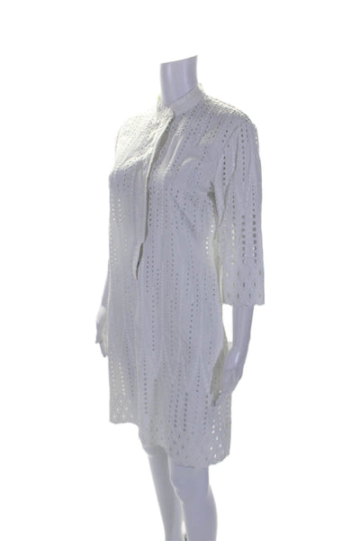 Catherine Catherine Malandrino Womens Button Down Mid Calf Dress White Size 6