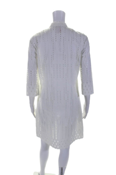 Catherine Catherine Malandrino Womens Button Down Mid Calf Dress White Size 6