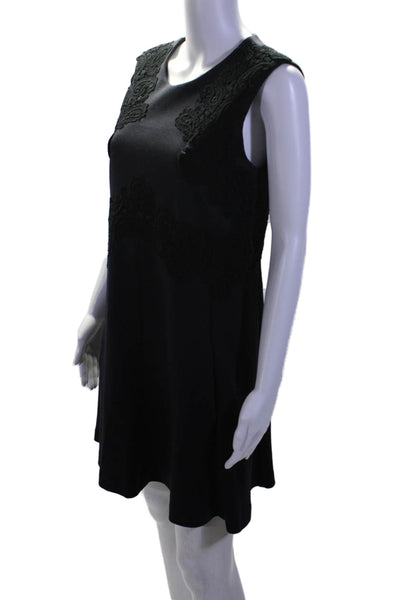 Chloe Womens Dark Navy Embroidered Applique Sleeveless A-Line Dress Size 42