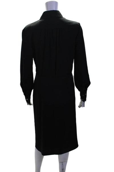 Altuzarra Womens Black Collar Embellished Ruched Long Sleeve Shift Dress Size 38