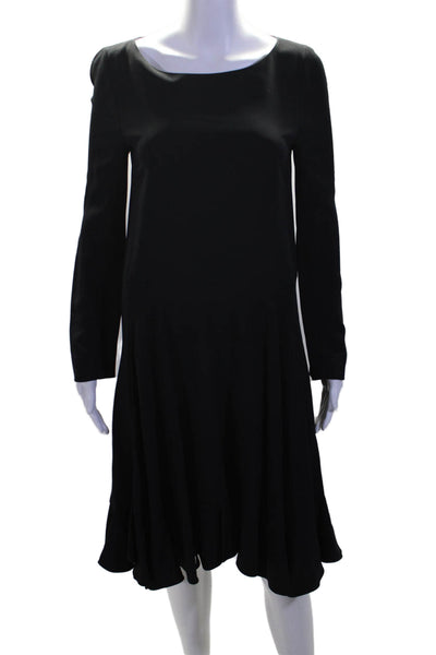 Chloe Womens Midnight Blue Scoop Neck Long Sleeve Pockets Shift Dress Size 36