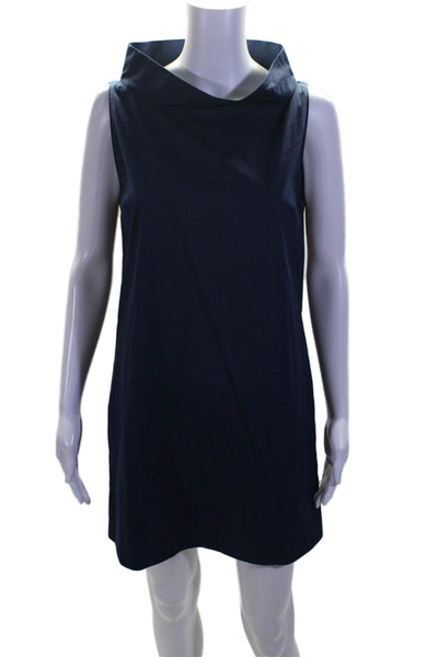 Walter Voulaz Womens Cotton Navy Boat Neck Sleeveless A-Line Dress Size 42