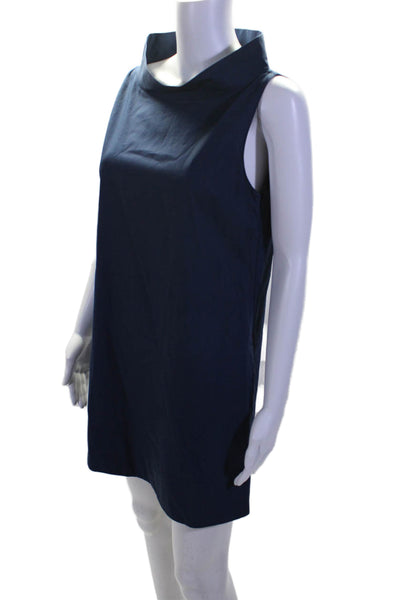 Walter Voulaz Womens Cotton Navy Boat Neck Sleeveless A-Line Dress Size 42