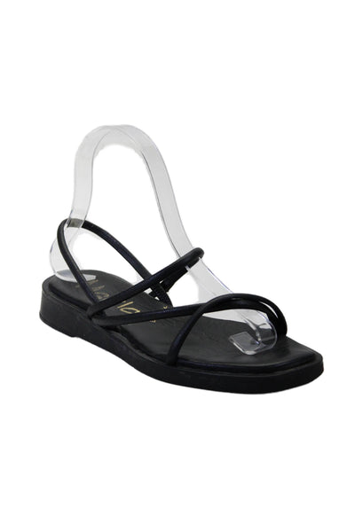 Marila Summer Stories Women's Strappy Leather Flat Sandals Black Size 7