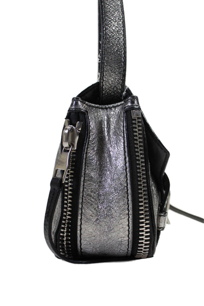 Proenza Schouler  Women's Latch Closure Leather Crossbody Handbag Silver Size S