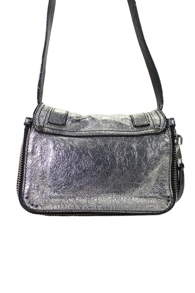 Proenza Schouler  Women's Latch Closure Leather Crossbody Handbag Silver Size S