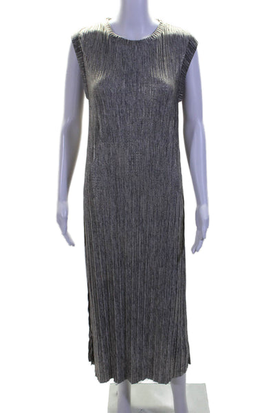 Akemi Kin Women's Round Neck Sleeveless Slit Hem Maxi Dress Gray Size XS