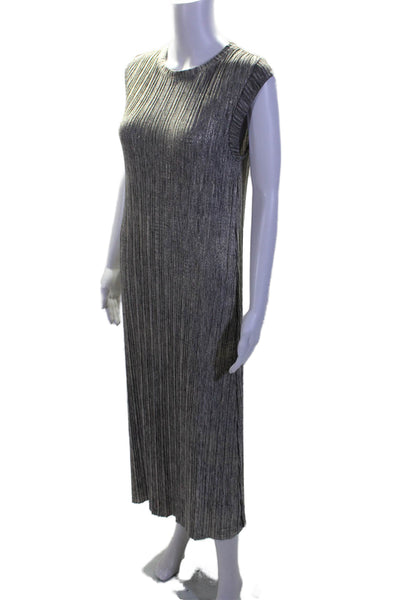 Akemi Kin Women's Round Neck Sleeveless Slit Hem Maxi Dress Gray Size XS