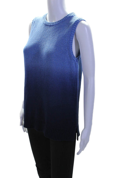 J. Mclaughlin Womens Cotton Ombre Print Crewneck Sweater Vest Navy Blue Size M