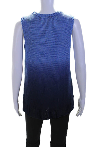 J. Mclaughlin Womens Cotton Ombre Print Crewneck Sweater Vest Navy Blue Size M