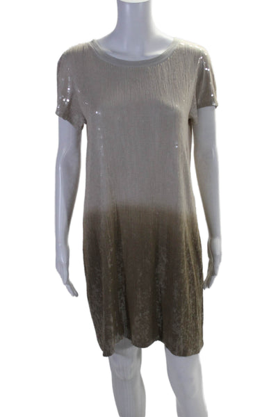 Chan Luu Women's Round Neck Short Sleeves A-Line Sequin Ombre Mini Dress Size M