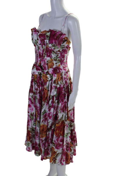 Trina Turk Women's V-Neck Spaghetti Straps Floral Mini Silk Dress Size 10