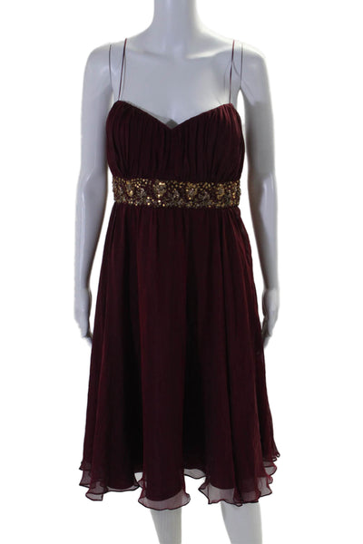 Rickie Freeman Teri Jon Women's Sweetheart Neckline Mini Dress Burgundy Size 12