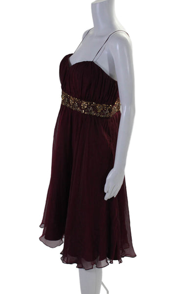 Rickie Freeman Teri Jon Women's Sweetheart Neckline Mini Dress Burgundy Size 12