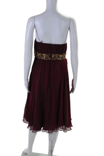 Rickie Freeman Teri Jon Women's Sweetheart Neckline Mini Dress Burgundy Size 12