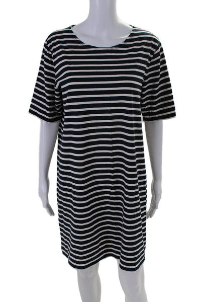 Kule Womens Cotton Striped Round Neck Short Sleeve T-Shirt Dress Navy Size XL