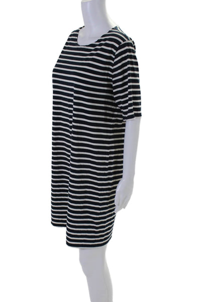 Kule Womens Cotton Striped Round Neck Short Sleeve T-Shirt Dress Navy Size XL