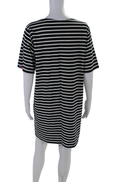 Kule Womens Cotton Striped Round Neck Short Sleeve T-Shirt Dress Navy Size XL