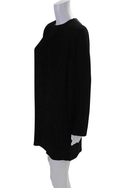 Keepsake Womens Black Pleated Crew Neck Bell Long Sleeve Shirt Dress Size S