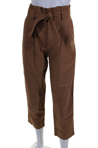 Madewell Womens Cotton Brown Belt High Rise Straight Leg Trouser Pants Size 24