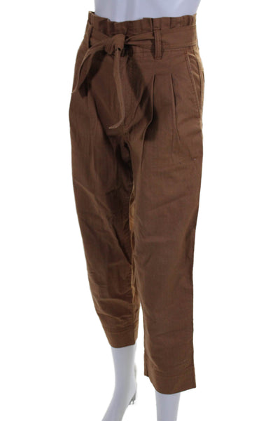 Madewell Womens Cotton Brown Belt High Rise Straight Leg Trouser Pants Size 24