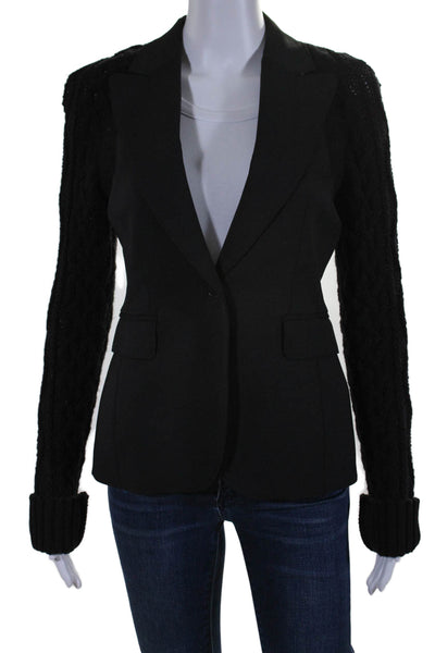 Altuzarra Womens Notched Lapel One Button Knit Blazer Black Size 34