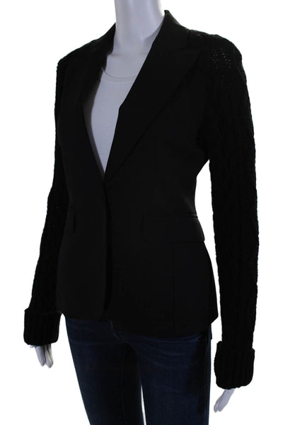 Altuzarra Womens Notched Lapel One Button Knit Blazer Black Size 34